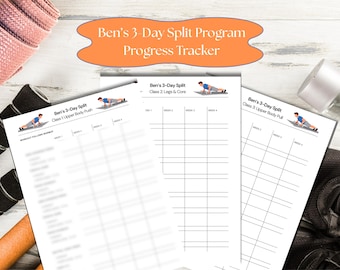 Ben Alldis Progress Tracker for his 3-Day Split Program, Peloton Strength and Weight Log