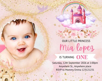 First birthday invitation templete, Canva editable invitation, digital invitation, birthday dinner invitation,