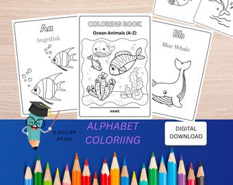 Páginas para colorear del alfabeto, páginas para colorear, actividades preescolares, imprimibles preescolares, letras preescolares, hojas de trabajo preescolares