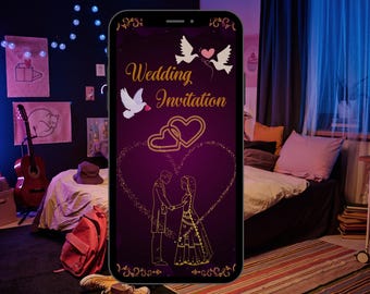 Animated Wedding Invitation Video,Canva editable, Custom Wedding Digital Invitation, Editable Digital  Template  Wedding Video Invitation,
