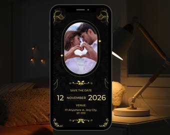 Animiertes Hochzeitseinladungsvideo, benutzerdefinierte digitale Hochzeitseinladung, bearbeitbare digitale Canva-Vorlage elektronische Hochzeitsvideoeinladung,