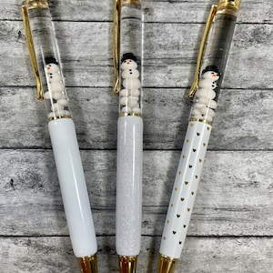 Snowman Float Pen: Handmade Glitter Snowball Ballpoint Pen