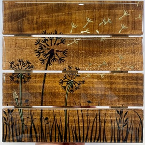Dandelion Field Wood Pallet Art: Rustic Home Decor (8x8 inches)