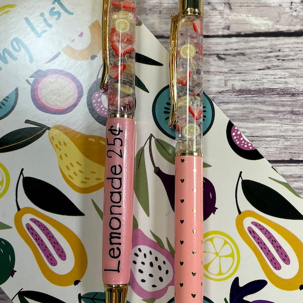 Strawberry lemonade ice pen, strawberry and lemon ballpoint, light pink pen