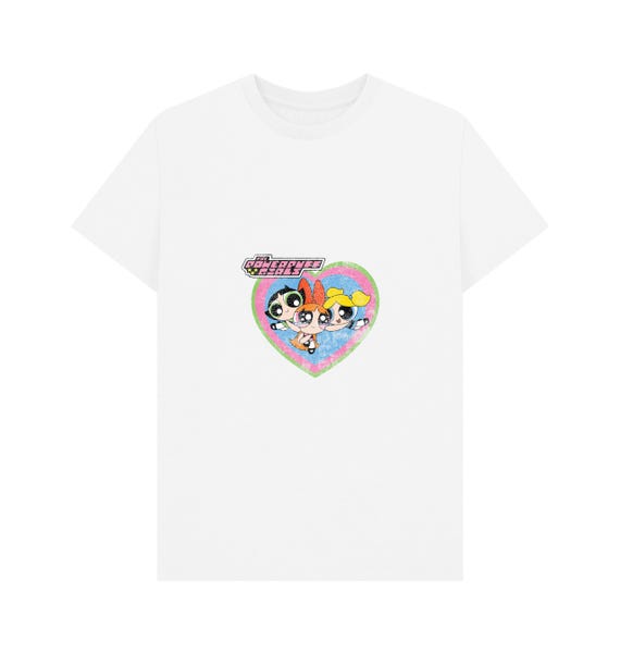 The Powerpuff Girls Faded Heart White Graphic T-shirt - Etsy