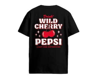 Pepsi Retro Wild Cherry  Back Print  Black T-shirt