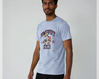 The Powerpuff Girls Script Graphic Logo Light Blue T-shirt