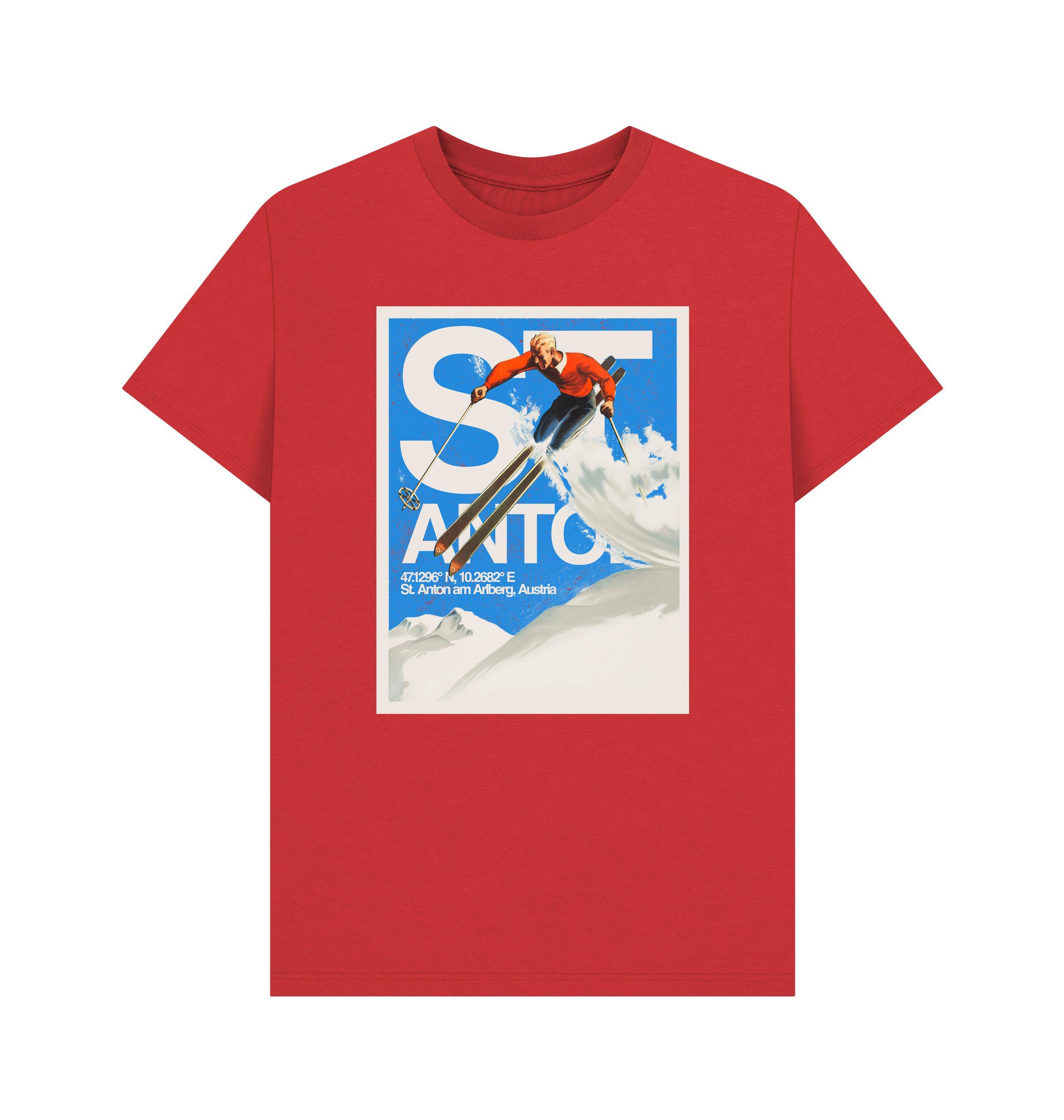 Pierce Archive St Anton Graphic T-shirt Red - Etsy