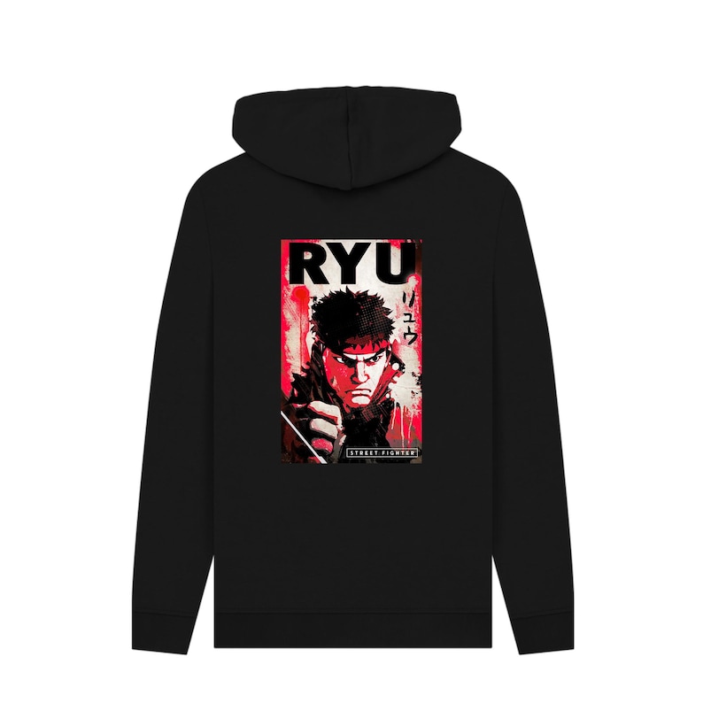 Lettering Ryu Street Fighter Ryu Kanji Graphic Black Hoodie - Etsy