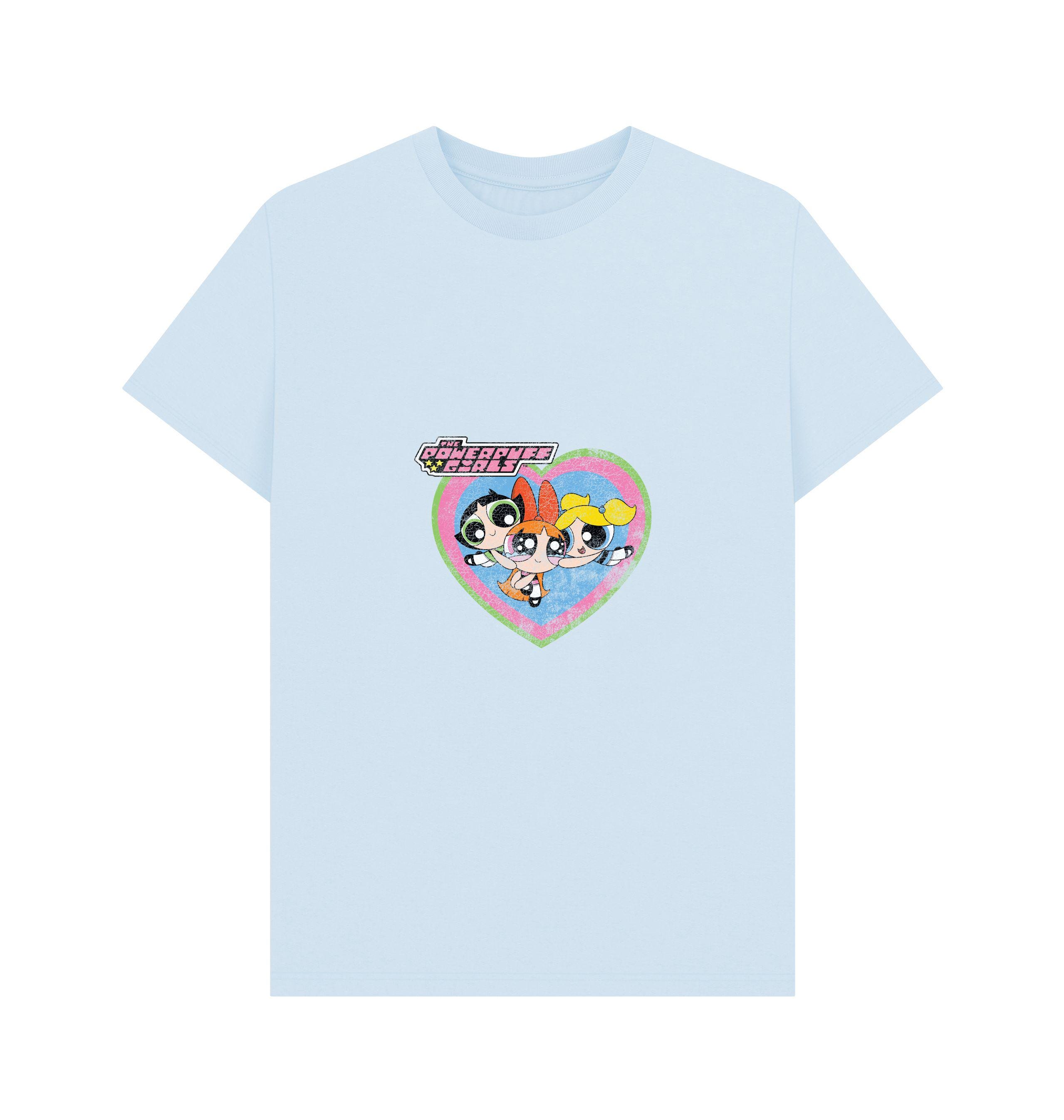 The Powerpuff Girls Faded Heart Light Blue Graphic T-shirt - Etsy UK