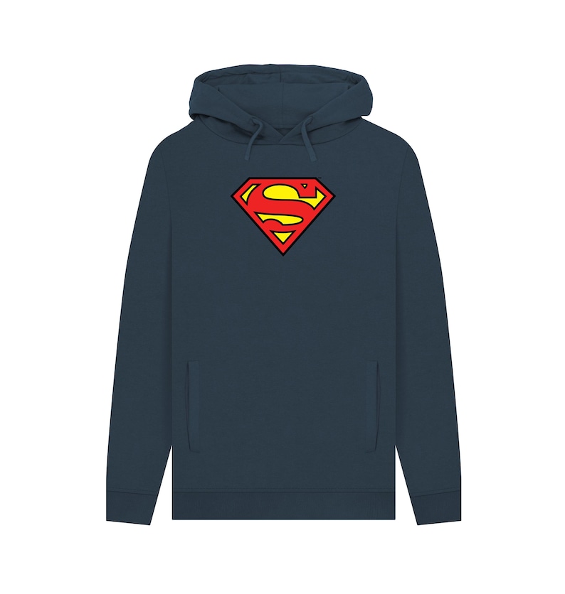 Sudadera azul marino con capucha y escudo de Superman imagen 2
