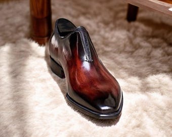 Buy New Men Stylish Brown Patina Shaded Leather Slip On Formal Shoes.