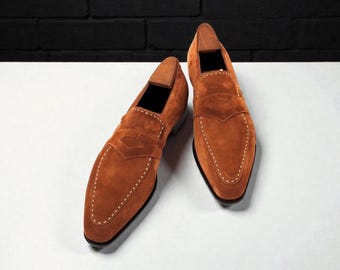 Buy New Men Luxurious Brown Suede Slip On Moccasin Formal Shoes.