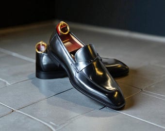 Buy New Men Stylish Black Leather Slip On Loafer Moccasin Dress Up Shoes.