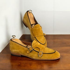 Buy New Men Stylish Mustad Suede Double Buckle Monk Strap Formal Shoes.