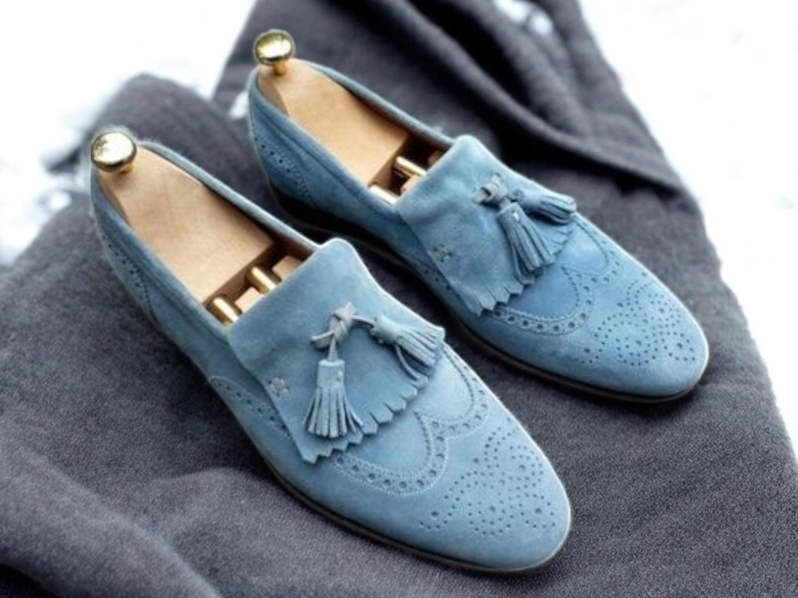 Zapato mocasín azul cielo España