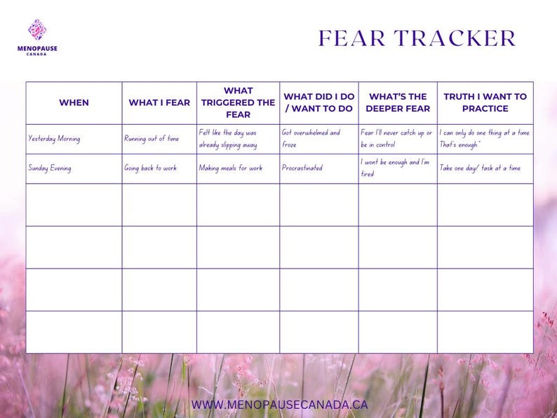 Fear Tracker Printable | Fillable PDF | A4 & US Letter - Etsy