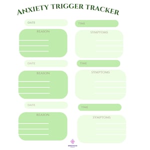 Anxiety Trigger Tracker Printable