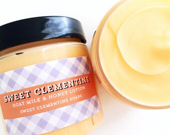 Sweet Clementine Lotion, Goat Milk and Honey Hand and Body Lotion, Body Cream, Orange Lavender Lotion, Orange Lavender Hand Body Cream