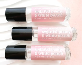 Sugared Peony and White Peach Perfume Oil Fragrance Roll On