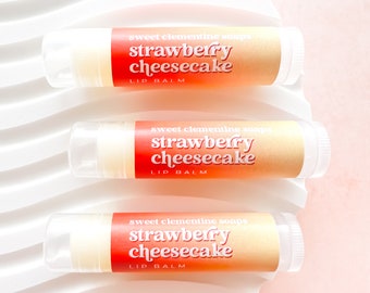 Strawberry Cheesecake Lip Balm, Lip Gloss, Moisturizing Avocado and Jojoba Oil Lip Balm