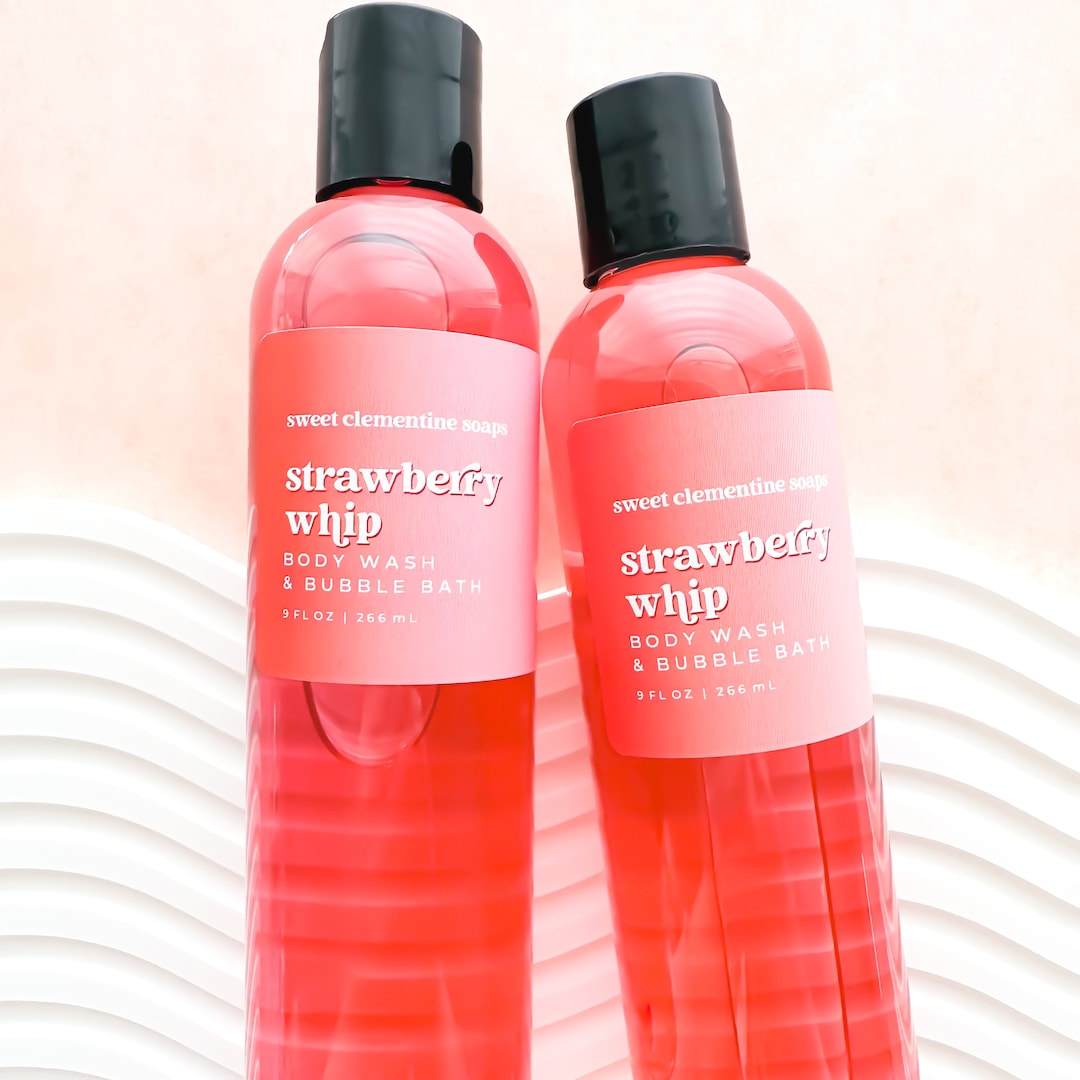 Strawberry Body Wash, Shower Gel, Bubble Bath, Liquid Soap, Strawberry