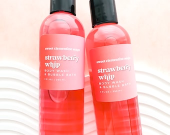 Strawberry Body Wash, Shower Gel, Bubble Bath, Liquid Soap, Strawberry Vanilla Buttercream, Body Care