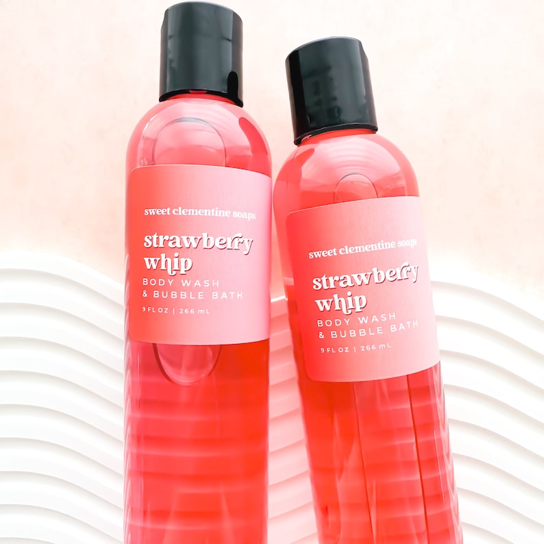 Strawberry Body Wash, Shower Gel, Bubble Bath, Liquid Soap, Strawberry Vanilla Buttercream, Body Care image 1