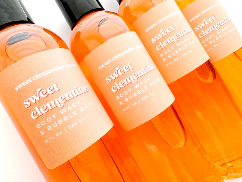 Clementine Body Wash Shower Gel Bubble Bath Liquid Soap Etsy
