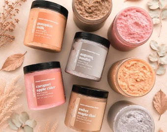 Whipped Sugar Scrub | 4 Autumn Scents, You Choose | Exfoliating Body Scrub | Pumpkin, Bonfire, Maple Chai, Caramel Apple Cider