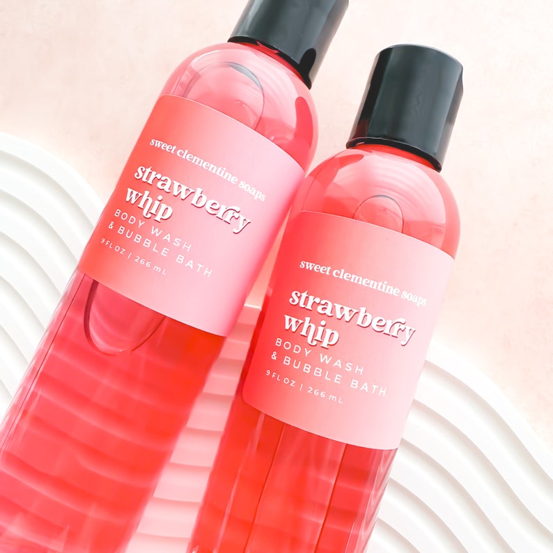Strawberry Body Wash, Shower Gel, Bubble Bath, Liquid Soap, Strawberry Vanilla Buttercream, Body Care image 2