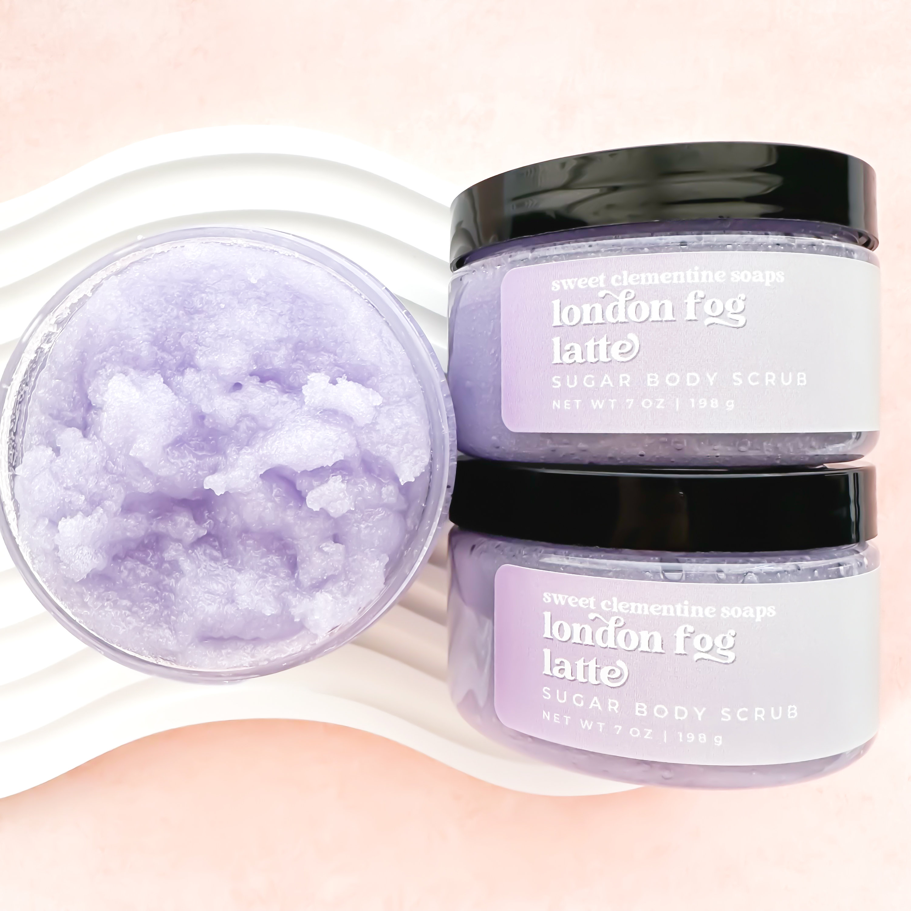 London Fog Latte Sugar Body Scrub, Exfoliating Hand Foot Body Polish, Earl Grey Tea, Milk, Lavender, Vanilla