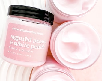 Sugared Peony and White Peach, Body Butter Lotion, Body Cream, Lotion