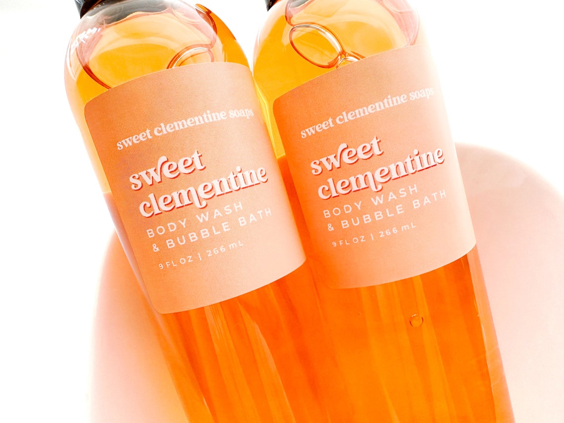 Clementine Body Wash Shower Gel Bubble Bath Liquid Soap Etsy