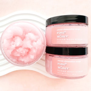 Rosewater Sugar Scrub, Body Scrub, Rose Water Scrub, Exfoliating Scrub, 7oz