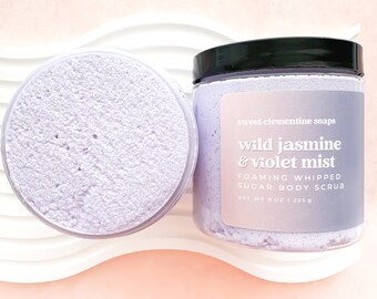 Wild Jasmine and Violet Mist Whipped Sugar Scrub, Sugar Whipped Soap Scrub