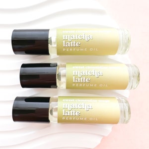 Matcha Latte Perfume Oil Fragrance Roll On, Herbal Green Tea, Matcha, Oatmilk