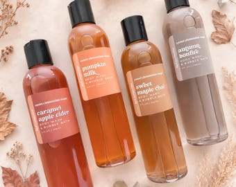 Body Wash | 4 Autumn Scents, You Choose | Pumpkin, Bonfire, Maple Chai, Caramel Apple Cider