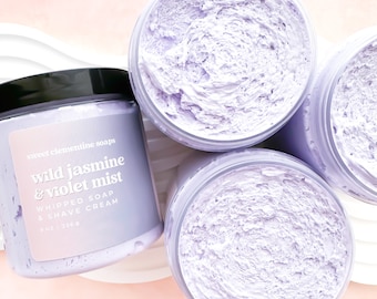 Wild Jasmine and Violet Mist Whipped Soap and Shaving Cream