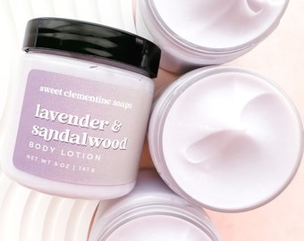 Lavender Sandalwood Body Lotion, Body Butter Cream with Shea and Aloe