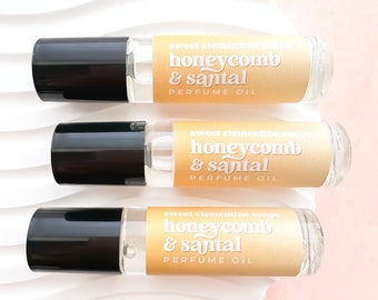 Perfume Oil, Honeycomb Santal, Fragrance Roll On, Vegan Perfume, Honey, Rosewater, Sandalwood