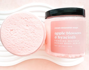 Apple Blossom and Hyacinth Whipped Sugar Scrub, Sugar Whipped Soap Scrub