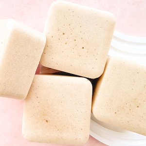 Chamomile Shea, Solid Body Scrub Bar, Exfoliating Soap Bar with Sugar and Loofah