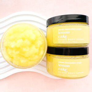 Lemon Cake Body Scrub, Sugar Scrub, Hand Scrub, Foot Scrub, Body Polish, Lemon, Mandarin, Sugar, Vanilla, 7oz