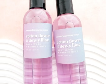 Body Wash, Cotton Flower and Dewy Lilac, Shower Gel, Bubble Bath, Liquid Soap