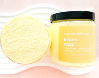 Lemon Cake Whipped Sugar Scrub, Sugar Whipped Soap Scrub