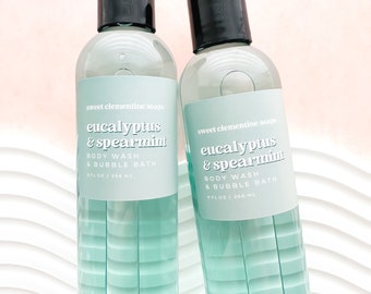 Body Wash, Eucalyptus Spearmint, Bubble Bath, Shower Gel, Liquid Soap, Hand Soap, Eucalyptus Mint