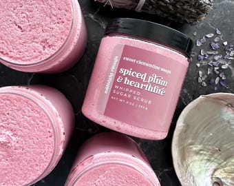 Whipped Sugar Scrub | Spiced Plum and Hearthfire | Exfoliating Body Scrub | Autumn, Fall, Halloween, Bath and Body Care