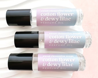 Cotton Flower and Dewy Lilac Perfume Oil Fragrance Roll On