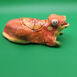 Citrus Orange Frog Orange Fruit Frog Clay Figurine Custom New Frog Fruit Frog Sculpture Gift Adopt Frog Knick Knack Frog Trinket